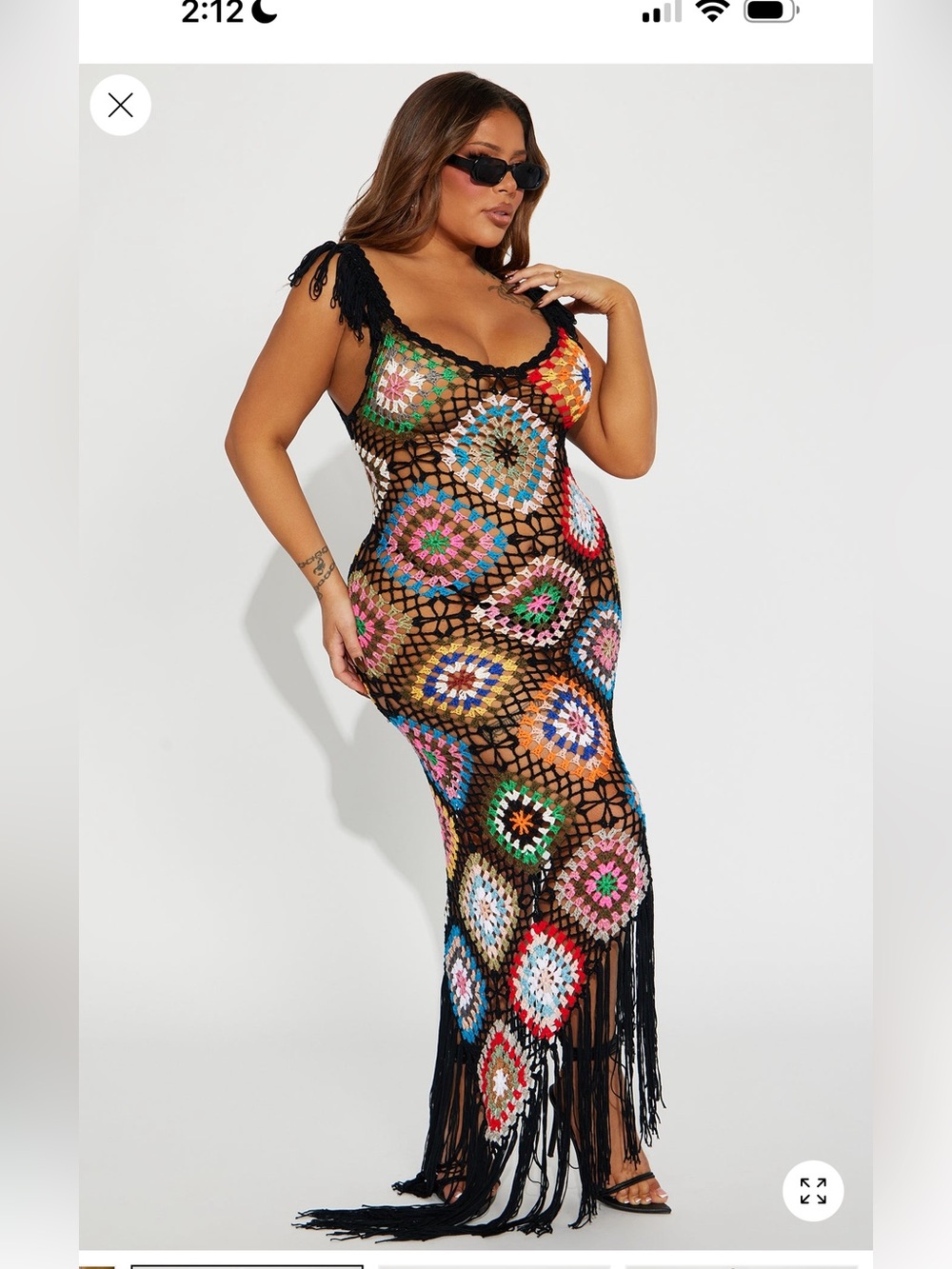 Coastal Cruise Crochet Maxi Dress - Black/combo Fashion Nova
